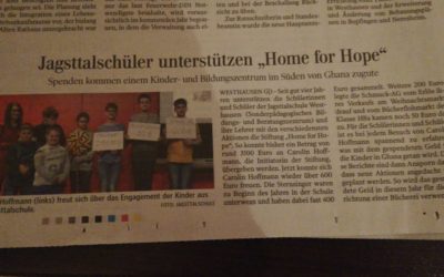 Jagsttalschüler unterstützen Home for Hope