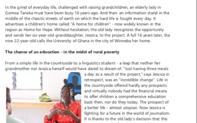 Perspective through education – the success story of Home for Hope child Jessica