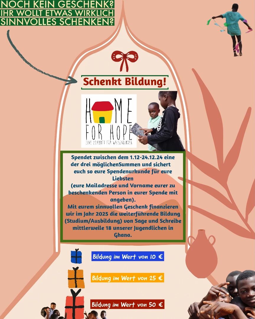 Schenkt euren Liebsten dieses Weihnachten ein Stück Bildung für uns in Ghana!